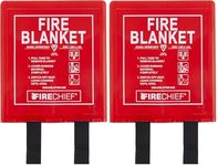 Firechief Premium Kitemarked Fire Blanket 1.2 m x 1.2 m, Rigid Case, Red - Fully Coated Fire Blanket for Home - Kitemark Certified to BS EN 1869 - BPR2/K100-P Model (Pack of 2)