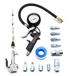 YOTOO Heavy Duty Air Compressor Accessory Kit 18-Piece, 1/4" NPT Air Tool Kit with 100 PSI Tire Inflator Gauge, Heavy Duty Air Blow Gun and Air Hose Fittings