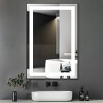 LED Bathroom Lighted Mirror Framed - LifeSky Anti Fog Front Lit Vanity Mirrors - Wall Mounted Lighted Mirror Black Frame