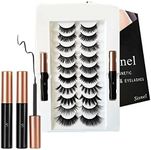 5 Pairs Reusable Magnetic Lashes and Eyeliner Kit, Best Magnetic Eyeliner for Natural Magnetic Lashes Set, Comes with 2 Tubes of Magnetic Eyeliner