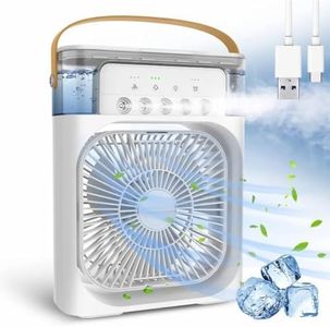 DADLM Mini Cooler for Room Cooling - Portable AC Fan With 7 Colors LED Light, 1/2/3 H Timer, 3 Wind Speeds and 3 Spray Modes for Office, Home, Dorm, Travel (2024 Model)