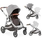Contours Legacy Convertible Baby Stroller and Toddler Stroller Single-to-Double Options, Reversible Seats, UPF 50 Sun Canopy, Height Adjustable Handle, 5-Point Safety Harness - Graphite Gray