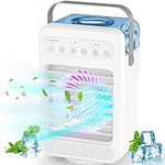 Evaporative Misting Fan, Portable Air Conditioner Fan, 3 Speeds 7 Colors, 4 IN 1 USB Personal Desktop Cooling Fan with 2-6H Timer, Adjustable Head 90° Rotatable for Home Room Office