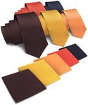 Vittorio Farina Solid Necktie & Pocket Square Set (Brown/Mustard/UT Burnt Orange/Rust/Navy)