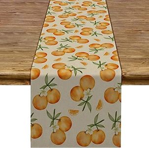 Pudodo Orange Citrus Table Runner Little Cutie Themed Birthday Baby Shower Spring Summer Party Kitchen Dinning Home Decoration (13" x 48")