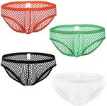 Swbreety Men's Fishnet Mesh Bikini Briefs Underwear Low-Rise Hollow Underpants