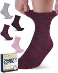 Pembrook Bamboo Viscose Diabetic Socks for Men & Women - 4 Pairs | Ankle Stretch Top Mens Diabetic Socks | Light Blue, Green, Gray, Navy | Neuropathy Socks for Men | Diabetic Socks for Men 9-12