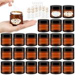 Alotpower 2 oz Glass Jars with Lids 24Pack- Portable Amber Empty Small Jars with Lids 2 oz, Mini Glass Candle Jars with Lids (2 fl. oz, Set of 24, Amber)