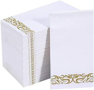 Vplus 200 Pack Paper Napkins Guest Towels Disposable Premium Quality 3-ply Dinner Napkins Disposable Soft, Absorbent, Party Napkins Wedding Napkins for Kitchen, Parties, Dinners or Events (Gold)