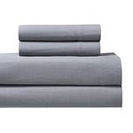 Royal Tradition Heavyweight Flannel, 100 Percent Cotton Twin Extra Long XL 3PC Bed Sheets Set, Grey, 170 GSM