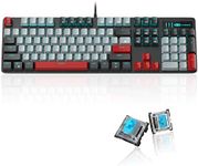 MageGee Mechanical Gaming Keyboard, New Upgraded 104 Keys Blue Backlit Keyboards with Blue Switches, USB Wired Mechanical Computer Keyboard for Laptop, Desktop, PC Gamers(Black & Gray)