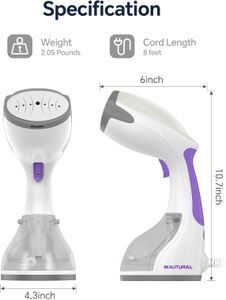 BEAUTURAL Portable Clothes Steamer – Handheld Fabric Garment Steamer