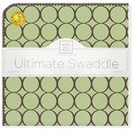 SwaddleDesigns Ultimate Winter Swaddle, X-Large Receiving Blanket, Made in USA, Premium Cotton Flannel, Brown Mod Circles on Lime (Mom's Choice Award Winner)