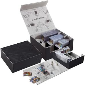 cloudever Toploader Card Storage Boxes, Magnetic Closure Trading Card Deck Box, PU Leather Card Box Card Storage Case for Magic Commander YugiOh TCG TGG Cards Sports Cards(Black)