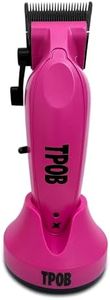 TPOB X Digital Brushless 6800rpm Professional Hair Trimmer Hair Clippers for Men, Zero Gapped T-Blade Trimmer Cordless Rechargeable Edgers Clippers (X Clipper Pink with Stand)