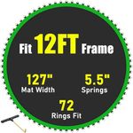 TOBWOLF 12FT W/72 V-Rings Round Trampoline Replacement Jumping Mat, Using 5.5" Springs Trampoline Replacement Mat (Mat Dia:127"), UV-Resistant Bounce Safely Trampoline Accessories Replacement Mat