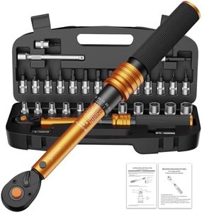 33PCS 1/4 Torque Wrench Set 3-25 Nm, Small Torque Wrench Bike, Dual-Direction 72 Teeth, ±3% Accuracy, with Extension Bar, Socket Bits (Hex & Torx & Philip), for Mountain Bike, Bicycle Repair