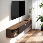 Pmnianhua Floating TV Shelf,47'' TV Wall Shelf Floating,Wall Mounted TV Stand,Under TV Shelf,Floating Media Shelf with Storage for Bedroom Living Room Office (Walnut)