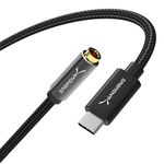 SABRENT USB-C to 3.5mm Jack Audio Adapter, External Sound Card, USB-C Headphone Adaptor, Headset Adaptor for PC, USB DAC with TRRS, for PC, MacBook, Laptop (CB-UC35)