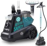 True & Tidy® Heavy-Duty Industrial Standing Garment Steamer for Clothes, 1800 watts, Extra Large 3L water tank 90+ mins of Steam Time (Matte Black, Smart Auto-Off Commercial Garment Steamer)