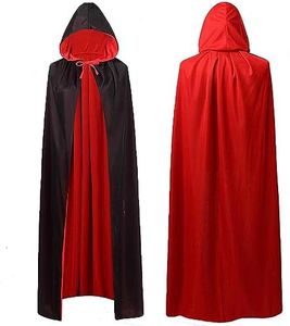 Huayifa Cape à Capuchon ，Réversible Noir Rouge Accessoire de Cosplay pour Adulte/Enfant Unisexe Déguisement Halloween Carnaval Noël，140cm