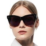 OCCI CHIARI Oversized Women's Sunglasses Outdoor Glasses Block U V 400 for Women Oversized Sunglasses Square Glasses (Black/Tortoiseshell)