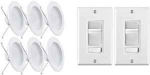 Feit Electric 5/6" LED Recessed Downlight (6 Count) + Leviton SureSlide LED Dimmer (2 Count)