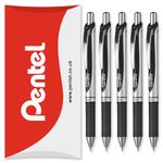 Pentel EnerGel XM BL77 - Retractable Liquid Gel Ink Pen - 0.7mm - 54% Recycled - In Pillow Packaging (Black Pack of 5)