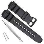 OliBoPo Waterproof Natural Resin Replacement Watch Band for Casio MCW-100H/W-S220/HDD-S100 (Matte Black)