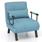 COSTWAY Folding Sofa Bed, 4-in-1 Convertible Single Sofa Chair Bed with 6-Position Adjustable Backrest and Pillow, Padded Seat Lounge Couch Guest Sleeper Recliner Armchair for Living Room (Turquoise)