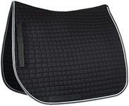 HORZE Adepto Quilted Quick-Dry Dressage Saddle Pad for Horses with Two-Tone Trim - Black - Horse