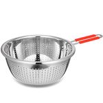 Contiup 304 Stainless Steel Colander, Large Capacity Metal Strainer with Handle Colander for Kitchen Washing Vegetables, Fruit and Rice and Draining Cooked Pasta