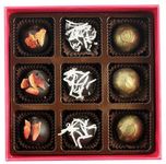 LA CHOCOALLURE Strawberry, Coconut, Caramel Flavours Chocolate Appetiser 9 Pieces Chocolate Truffle Gift Box (108 gms)