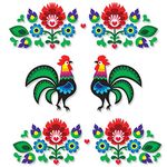 Dutch Folk Art Rooster and Flowers Kitchen Stand Mixer Appliance Decal Front/Back Vinyl Decal Set - Full Color