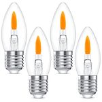 Flame Effect Light Bulbs E27 2W Candle bulb 1800K Warm white 40lm Flickering LED Light Bulb Christmas Chandelier Flickering Light Bulbs Crystal Clear Candle Bulb for E27 Candelabra Base Pack of 4