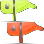 2 Pieces Dog Reflective Vest Adjustable Dog Safety Vest Pet Dog High Visibility Apparel for Outdoor Activities Walking Hunting (Orange, Fluorescent Yellow,XL)