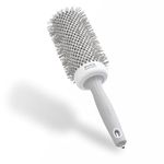 Olivia Garden Expert Blowout Speed – White & Grey - 55 - Ceramic Coated Round Brush with Extra Long Barrel for 25% Faster Blowouts