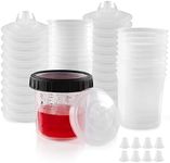 LEKALAPRO Spray Paint Cups Paint Spray Gun Cup Liners and Lid System 20 Paint Cups Pack 20 Ounces (600ml) Kit Includes 20 Lids with Strainer,1 Hard Cup with Retainer Ring 8 Plugs 20 Cups, (LESPS006)