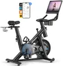 MERACH Exercise Bike, Magnetic Resistance Stationary Bike with Screen, 300lbs Indoor Cycling Bike with Exclusive App, Comfortable Bike Seat, Tablet Mount and Fitness Courses for Weight Loss