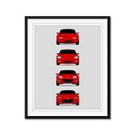 Mazda Miata MX-5 Generations Inspired Car Poster - Handmade Print of NA Miata, NB Miata, NC Miata, ND Miata - Red, 8x10" Metallic Print (Unframed) - Perfect Gift for Car Enthusiast