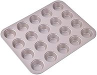 Bakeley Mini Muffin Pan, 20-Cavity Non-Stick Mini Cupcake Pan Bakeware for Oven Baking (Champagne Gold)