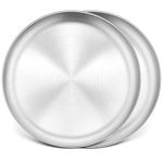 13½ Inch Pizza Pan Set of 2, P&P CHEF Stainless Steel Pizza Tray, Round Pizza Plate for Pie Cookie Pizza Cake, Non Toxic & Heavy Duty, Brushed Finish & Easy Clean