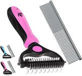 VERSE Pet Undercoat Rake - The Ultimate Double-Sided Dog Comb For Shedding Hair - Pet Comb For Cat and Dog Grooming - Dematting & Detangling Hair Removing Tool, Cat Brush - Dog Brush, Cat Hair Remover (Pink)