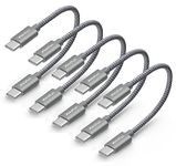 CLEEFUN Short USB C to USB C Cable (1ft, 5-Pack), 60W/PD Fast Charging Type C Charger Cord Braided for iPhone 16 15 Pro Max, for MacBook Pro/Air, for iPad, Galaxy S24 S23, Pixel, etc