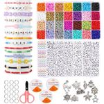 BeadzBoxx 6440 Pcs Glass Seed Beads - 28 Colors 4mm Seed Beads Bracelet making kit - Friendship Bracelet Making Kit Letter Beads Arts & Crafts - Beads for Jewelry Making - Easter Birthday Gift for Kid