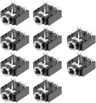 sourcing map 10Pcs PCB Mount 3.5mm 5 Pin Socket Headphone Stereo Jack Audio Video Connector Black PJ307