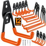 HUPBIPY 12 Pack Garage Hooks Heavy Duty,Utility Steel Garage Storage Hooks,Wall Mount Garage Hanger&Organizer for Organizing Power Tools,Ladders,Bulk Items,Bikes,Ropes and More Equipment