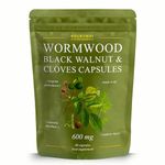 Wormwood Black Walnut and Clove Capsules, para Cleanse for Humans | High Strength 600mg. 2 Months Supply | 60 Capsules | Intestinal Detox. Vegan Supplement and UK Made.