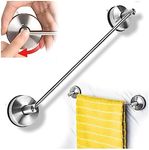 YOHOM Suction Towel Rail Bathroom 42.8 CM Vacuum Hand Towel Holder Stainless Steel Suction Cup Tea Towel Rack Kitchen Single Shower Towel Bar Wall Mounted Towel Hanger No Drilling Brushed (17-Inch)