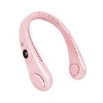 Jsdoin Portable Neck Fan, Neck Fans USB Rechargeable, 5 Speed Hanging Bladeless Fan,360 Degrees Airflow Neck Fans for Men Women Rechargeable (Pink)